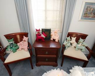 Pair of arm chairs and a night stand