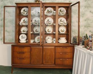 Great mid century modern walnut china cabinet 