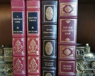 Set of Charles Dickens Easton Press Collectors Edition with gilt edges, copyright 1967, The Easton Press Norwalk, Connecticut including ""A Christmas Carol", "Oliver Twist", "Great Expectations", and "The Old Curiosity Shop"