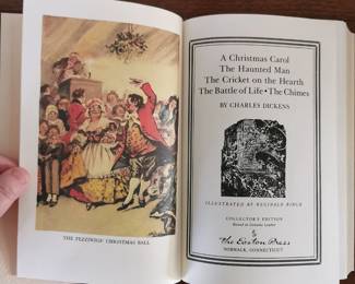 Interior title page of set of Charles Dickens Easton Press Collectors Edition with gilt edges, copyright 1967, The Easton Press Norwalk, Connecticut, "The Christmas Carol"