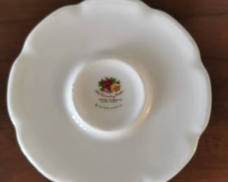 Bottom detail of Royal Albert Old Country Roses Teapot with warming stand