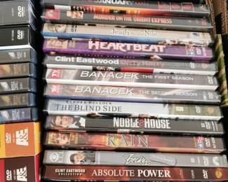Thousands of DVD's including: Phantom of the Opera, Absolute Power, Becker, The Blind Side, Banacek, Dirty Harry, Heartbeat, Death on the Nile, Murder on the Orient Express, The January Man, The Mirror Crack'd