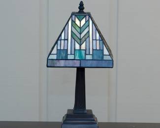 Vintage stained leaded glass lamps