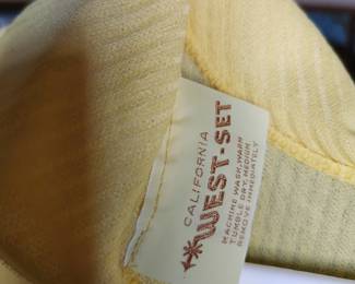 Tag detail of California West Set vintage yellow sleeveless cowel neck blouse