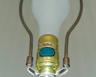 Label on the Three matching vintage brass Stiffel lamps with an excellent original finish