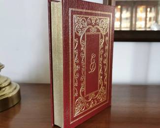 Gilt edge detail of one book from the set of Charles Dickens Easton Press Collectors Edition with gilt edges, copyright 1967, The Easton Press Norwalk, Connecticut