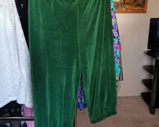Fabulous The Villager green velour vintage trousers, Size 10