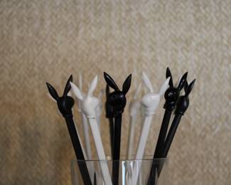 Detail on the Playboy Bunny swizzle sticks