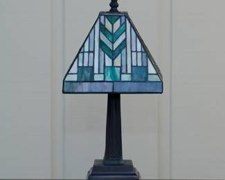 Vintage stained leaded glass lamps