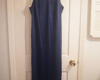 Vanity Fair vintage navy blue nightgown with white piping and a white embroidered anchor