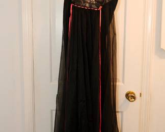 Massive amount of vintage lingerie, mostly vintage size Medium and Large!  This black spaghetti strap nightgown with pink accent ribbons is to die for.....