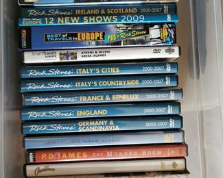 Thousands of DVD's including: My Fair Lady, Pride and Prejudice, PD James, Rick Stephens
