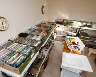We have tables and tables of DVD's, many never opened, complete series, American, British, movies, classic to contemporary!