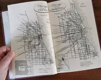 Interior map page detail of "Chicago: 1860-1919" by Stephen Longstreet, published by David McKay Company, Inc, New York, published 1973