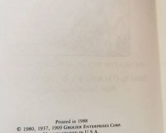 Copyright page of from set of The Harvard Classics by Grolier Enterprises Corp with gilt edges, printed in 1988 