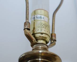 Label on the Pair of vintage brass Stiffel lamps with an excellent original finish
