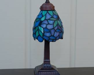 Vintage stained leaded glass lamps