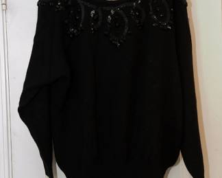 Vintage Liz Claiborne Collection black sweater with black sequins