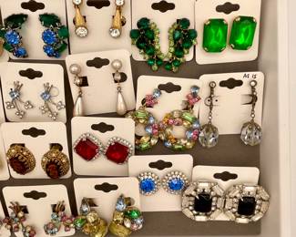 Another detail of collection of costume jewelry earrings