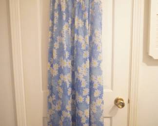 Blue vintage Vera nightgown with white daisies and ruffled collar, matches previous robe