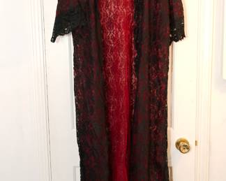 Vintage Cover Girl black and red lace robe -- we have a lot of vintage lingerie!