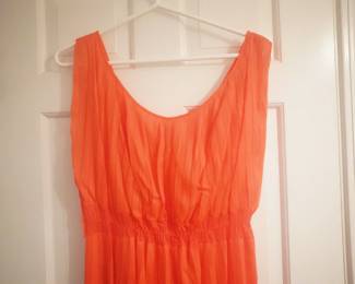 Bodice detail of amazing vintage Vanity Fair orange sleeveless nightgown