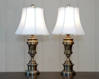 Pair of vintage brass Stiffel lamps with an excellent original finish