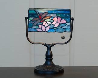 Vintage stained leaded glass lamps