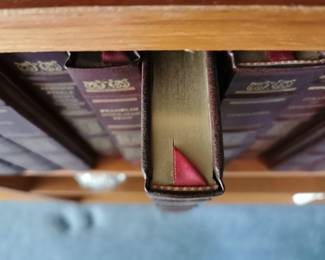 Gilt edge detail of set of The Harvard Classics by Grolier Enterprises Corp with gilt edges, printed in 1988 