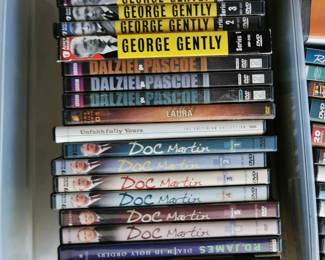 Thousands of DVD's including: Inspector Lewis, PD James, Doc Martin, Unfaithfully Yours, Dalziel and Pascoe, George Gently