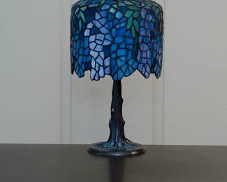 Vintage stained leaded glass lamps