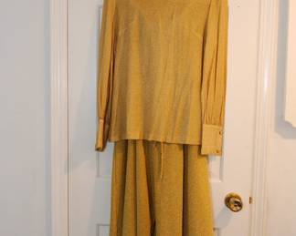 MORE Gold Lamé! Feiner Fashions palazzo pant suit! 
 We have a lot of vintage clothing including dresses, c. 1950's to 1990's, homemade and designer!