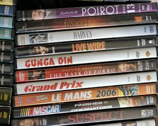 Thousands of DVD's including: The Producers, The Suspect, Le Mans 2006, Grand Prix, The Mask of Zorro, Gunga Din, Livewire, Harvey
