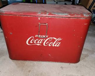 RARE! Antique Progress Refrigerator Co.- Metal COCA COLA COOLER ~ Louisville, KY
