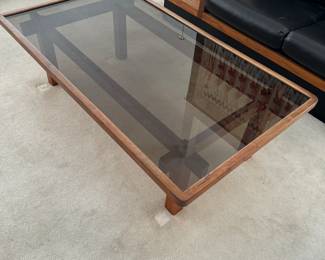 Mid century modern glass top coffee table