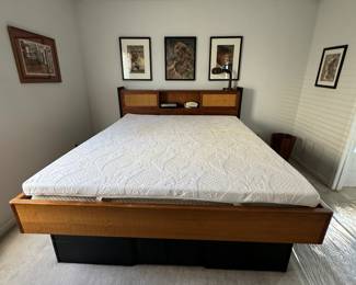 Mid century modern Pedestal bed with underneath storage - teak wood