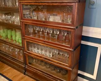 Loads of glassware for your parties! Three beautiful Barrister Bookcases 
