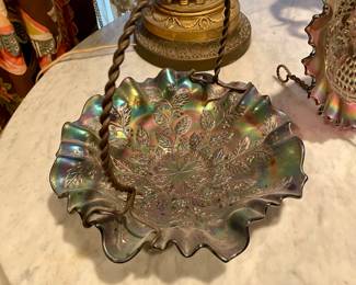 Carnival glass basket