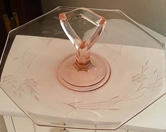 Pink Depression Tidbit Tray