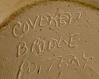 VINTAGE COVERED BRIDGE POTTERY VOTIVE JAR