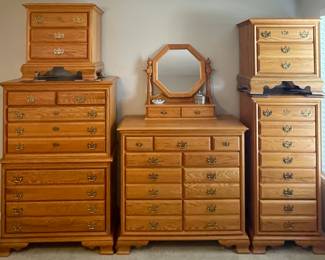 BEDROOM FURNITURE - NIGHTSTAND (2), CHEST OF DRAWERS, CHEST OF DRAWERS W/VANITY MIRROR, LINGERIE CHEST
