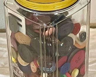 VINTAGE/ANTIQUE JAR W/LID FILLED WITH BUTTON  COLLECTION