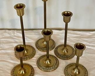6-PCS. BRASS CANDLESTICKS SET
