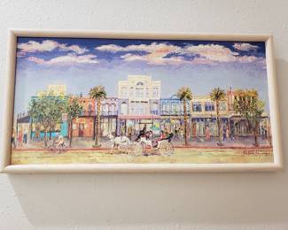 ORIGINAL OIL PAINTING OF POST OFFICE STREET GALVESTON BY VICTOR TAMU