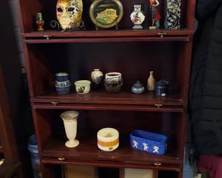 BARRISTER BOOKCASE WITH POTTERY 
