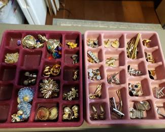 VINTAGE CLIP EARRINGS AND CUFF LINKS AND TIE TACKS