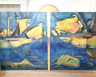 Original art, "Summers Bridge" by Kari Kvirimlahti 