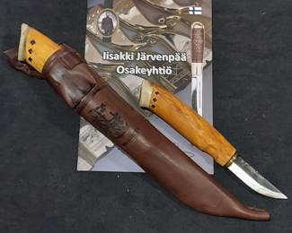 Finnish-made Iisakki Jarenpaa fixed blade hunting knives (2 knives), with wood/reindeer grip