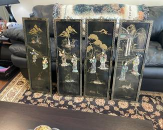 Four panel Asian country side scenes