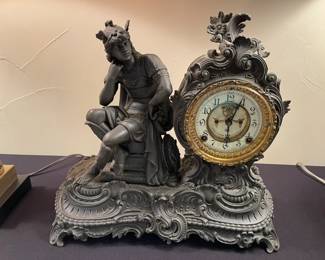 1862 Ansonia Clock Company antique Victorian mantle clock featuring Hermes. Rococo style. Works!